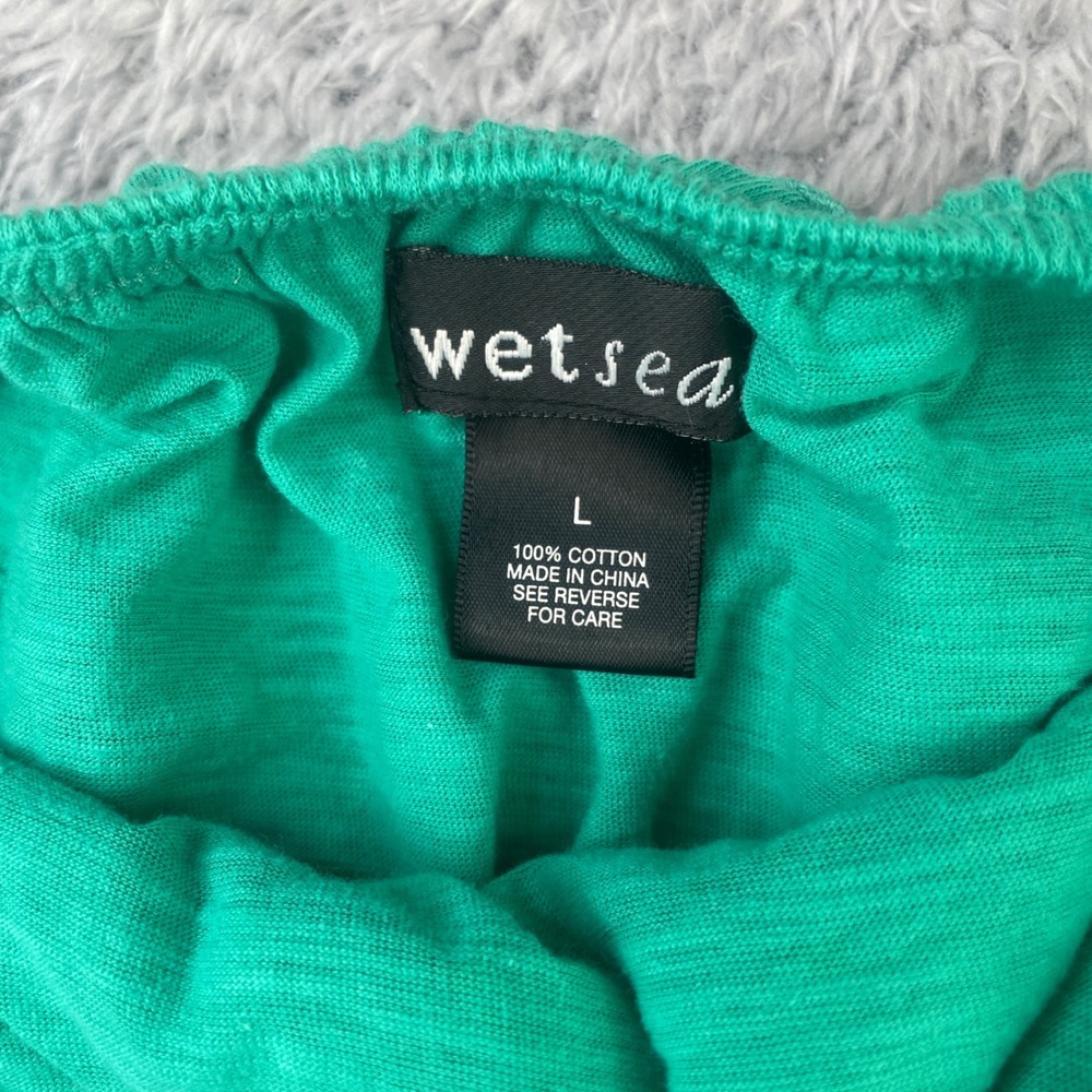 Wet Seal Tube Top Womens L Green Crochet Lace Ruffle Cotton Coquette Boho - Picture 2 of 5
